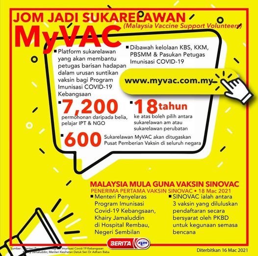 Setelah tamat bertugas, berapa lamakah tempoh seorang sukarelawan mesti memantau diri mereka bagi sebarang simptom