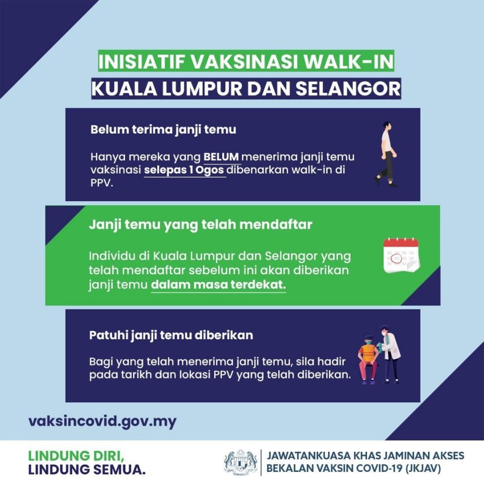 Selangor vaksin walk in