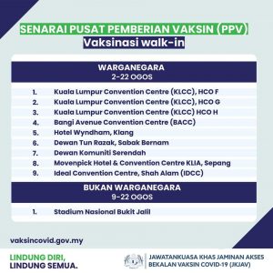 Idcc shah alam vaccination centre contact number