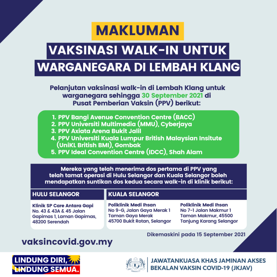 Arena vaccine axiata walk in Multimedia University