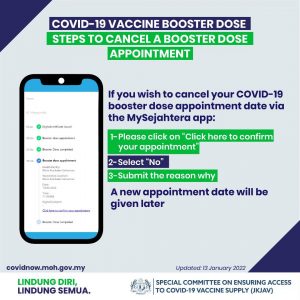 How to confirm vaccine appointment mysejahtera