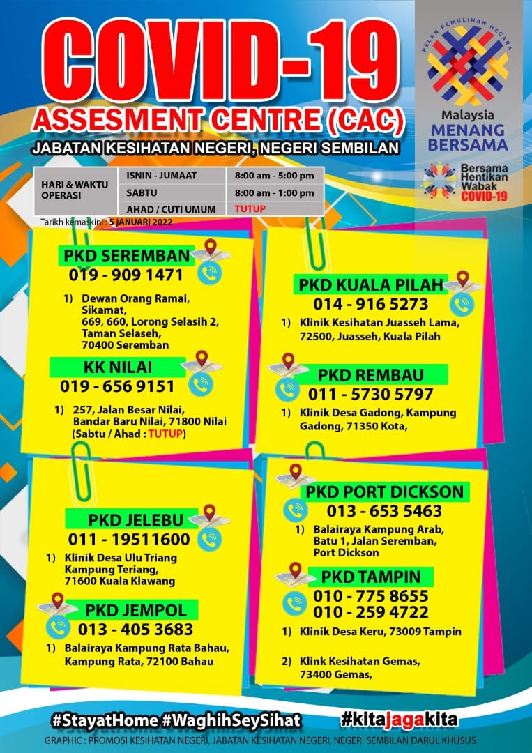 Covid 19 Assesment Centre Cac Jabatan Kesihatan Negeri Negeri Sembilan Laman Web Mkn